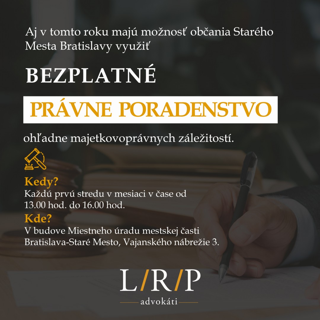 Bratislavčanom aj v tomto roku budú bezplatne radiť advokáti L/R/P